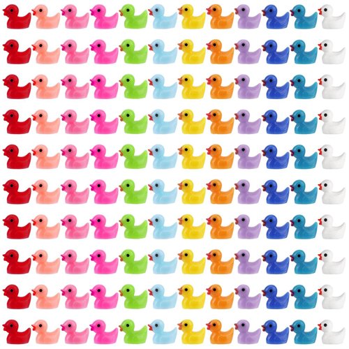 LUTER 120pcs Mini Resin Ducks, 0.47x0.67x0.59 Inch Tiny Ducks Duck Resin Figures Miniature Dollhouse Accessories DIY Charms for Birthday Christmas Party (12 Colors)