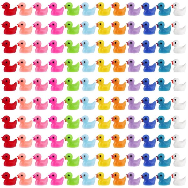 LUTER 120pcs Mini Resin Ducks, 0.47x0.67x0.59 Inch Tiny Ducks Duck Resin Figures Miniature Dollhouse Accessories DIY Charms for Birthday Christmas Party (12 Colors)