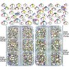 QOGIR 10000 Pieces 5 Mixed Size Clear AB Hotfix Rhinestones for Crafts Clothes Nail Art with Tweezers and Picking Rhinestones Pencil