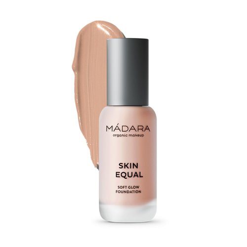 MÁDARA Organic Skincare | Skin Equal Soft Glow Foundation SPF15 ROSE IVORY 30-30ml, Mineral foundation with hyaluronic acid, Buildable medium coverage, Dewy foundation, Vegan, COSMOS certified