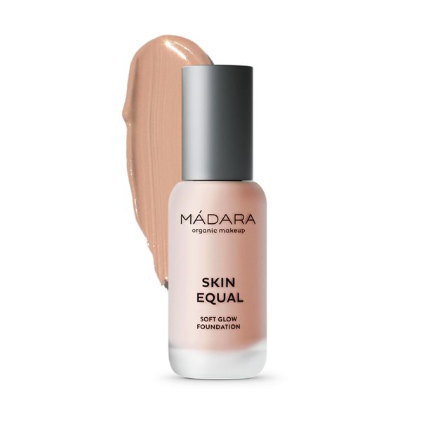 MÁDARA Organic Skincare | Skin Equal Soft Glow Foundation SPF15 ROSE IVORY 30-30ml, Mineral foundation with hyaluronic acid, Buildable medium coverage, Dewy foundation, Vegan, COSMOS certified