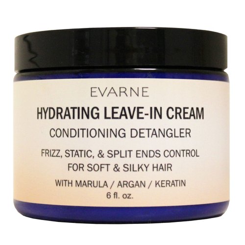 Evarne Hydrating Leave In Conditioner Cream, Moisturizing Detangler, Frizz, Static, and Split Ends Control for Soft and Silky Hair, with Marula, Argan, Keratin
