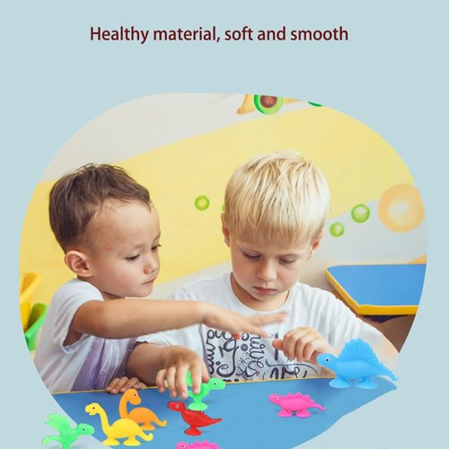 16 PCS Suction Cup Toys Bath Toys Party Favor for Kids ,Dinosaur Silicone Sucker Toys No Hole Bathtub Shower Toys Travel Toys Window Toys for Toddlers Boys Girls
