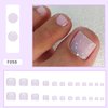 Toe Nails Press on Acrylic Toenails Press on Nails Pink Purple Press on Toes Nails Full Cover Fake Toe Nails Glitter Sequins Toenail Press ons Artificial Toenails for Women 24 Pcs