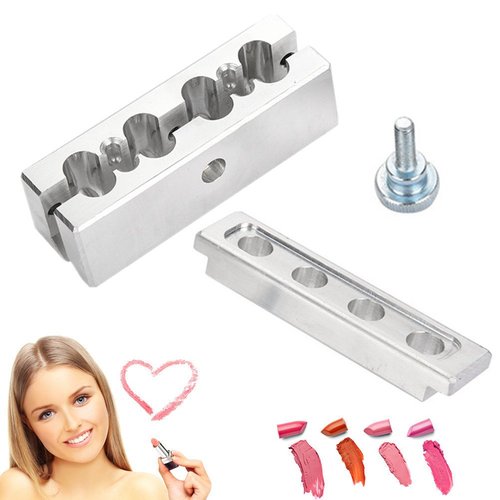Lipstick And Container,DIY Lipstick, Aluminum Alloy Lip Balm Holder Cosmetic Lipstick Making Kits Lip Gloss Balm Fill Maker Molding Tools(4 Hole Single Use)