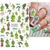 6 Sheets Christmas Green Nail Stickers for Nail Art - SHANRUN Cute Cartoon 3D Nail Art Stickers Self-Adhesive Sliders Nail Decals Supplies for Xmas Nail Tips DIY Press on Nails Decoration Accessories