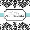 Amscan Premium Always & Forever Happy Anniversary Beverage Napkins Party Supplies, 5" x 5", Multicolor