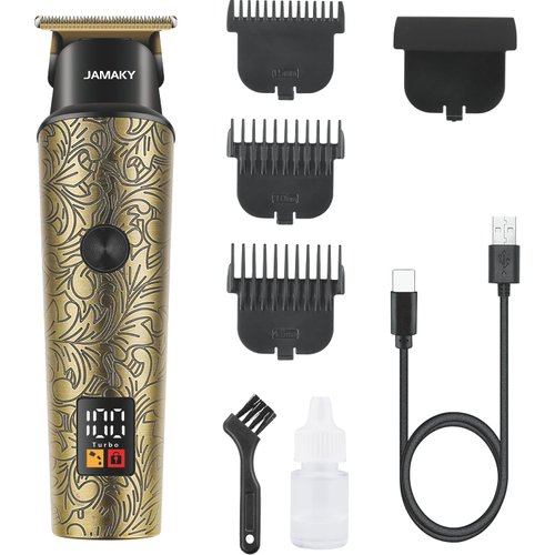 JAMAKY Mens Beard Trimmer Hair Trimmers for Cutting Hair Mustache T Edger Clipper Cordless with LED Display & 1-3mm Trimmer Guards