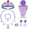 Koeilay Mermaid Jewelry Set for Girls Mermaid Crown Fake Pearl Necklace Bracelet Purse Ring Shell Earrings Mermaid Accessories Princess Dress Up Pretend Play Mermaid Party Decorations Christmas Gifts