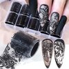 LPOODDNU Lace Nail Foil Transfer Stickers Black Lace Nail Foils Decals Nail Art Supplies 10 Rolls Nail Adhesive Acrylic Nails Decorations DIY Nail Art Foil Designs for Women Manicure Tips Accessories