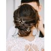 SWEETV Hair Pins, 3Pcs Bridal Hair Accessories Pearl Bride Wedding Hair Pins Leaf Bridal Head Piece Rhinestones Gold Hair Jewelry for Women and Girls