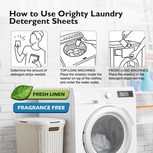 ORIGHTY Laundry Detergent Sheets, (240 Loads) 120 Sheets Fresh Linen, Eco-Friendly & Hypoallergenic Laundry Detergent Strips, Portable and Travel-Friendly Detergent Sheets, No Plastic Jug and Liquid