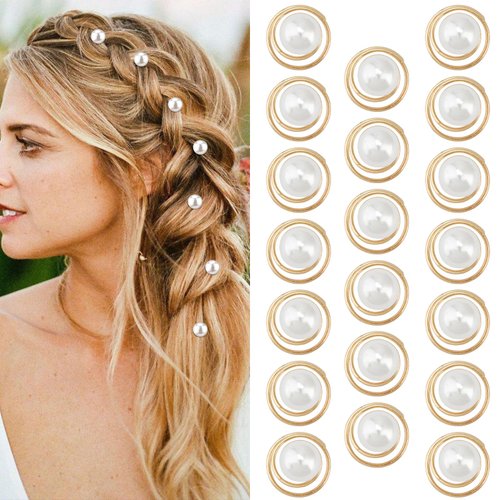 Hapdoo 20pcs Pearl Hair Clips, Gold pearl Spiral Hair Clip Bridal Pins, Vintage Wedding Braided Hair Clips Headpieces, Fashion Hair Stylish Accessories for Women Girls