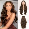 WIGNEE Lace Front Wig Body Wave Brown Wig Long Curly Wigs Dark Brown Synthetic Lace Front Wigs for Black Women Brown Wigs For Women