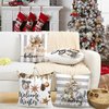 Artmag Christmas Pillow Covers 16x16 inch Set of 4 Snowman Gloves Welcome Winter Grey White Strip Christmas Throw Pillow Covers Winter Farmhouse Decoration for Home