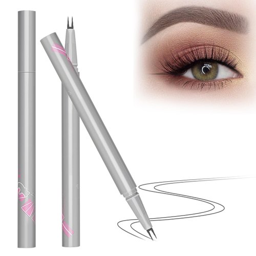selfrong 2PCS Double Tip Lower Eyelash Pencil,Dual Pronged Bottom Eyelash Pen Eye Liner Liquid Eyeliner,New 3D Waterproof Liquid Eyeliner for Natural Eye Makeup (Gray black)