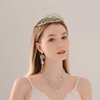 FASOTY Silver Tiara Green Crystal Crown with Combs Elegant Princess Tiaras and Crowns for Women Girls Rhinestone Headband for Bridal Wedding Birthday Party Prom