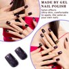 Press on Nails Medium Square,Handmade Black Square Fake Nails with Design Star Black Glitter Stiletto Non-breakable and Reusable False Nails in 12Sizes-24pcs Glue on Nails Kit for Women Gift