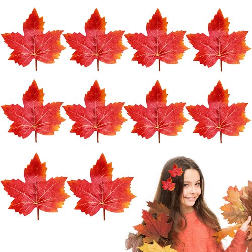 Totelux 10Pcs Fall Maple Leaf Hair Clips Autumn Leaves Hair Pins Orange Leaves Alligator Clips Hair Barrettes for Women Birthday Wedding Thanksgiving Halloween Hair Accessories
