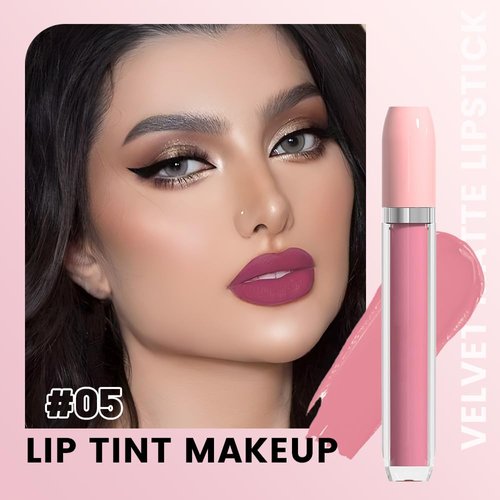 BINGBRUSH Super Stay Matte Longwear No-Budge Liquid Lipstick Makeup,Highly Pigmented Color and Instant Shine, Cheeky, Soft Matte Lip Cream Lightweight Lipgloss (05#&08#, Pack of 2)