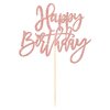 1 PCS Happy Birthday Cake Topper Glitter Happy Birthday Cake Pick for Celebrating Happy Birthday Anniversary Theme Party Cake Decorations Supplies Rose Gold