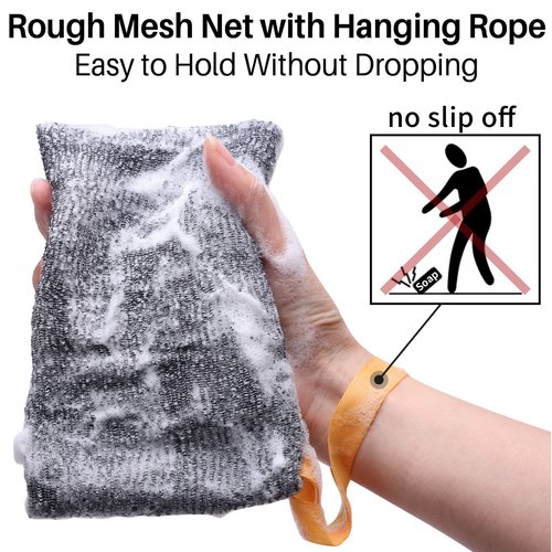 9-Packs Soap Pocket Exfoliating Soap Saver Pouch, Body Scrubber Rough Sponge Exfoliator for Bath or Shower, Gray Mesh Bar Soap Foam Lather Pouch