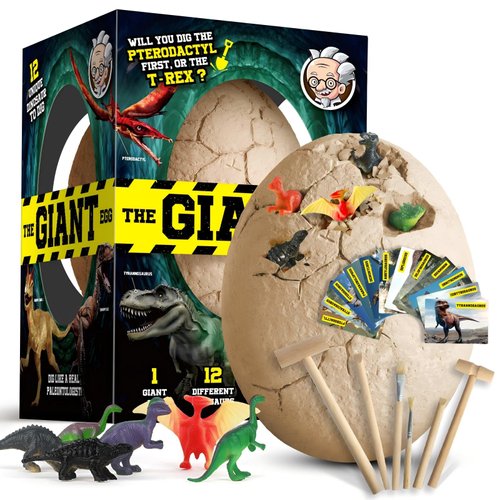 Gamerside Dino Egg Dig Kit, Unearth Jumbo Dino Eggs with 12 Different Dinosaur Toys for Kids - Educational Science Kits STEM Toys, Dinosaur Egg Toys Easter Gifts for Boys & Girls