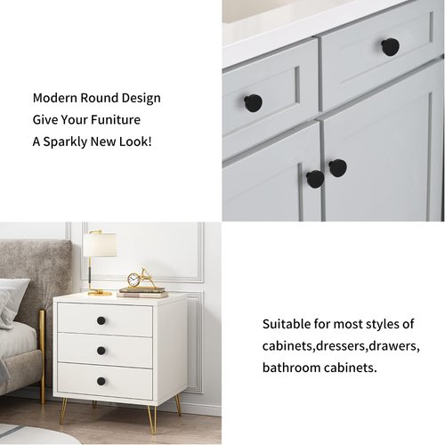 homdiy 20 Pack Black Drawer Knobs Round Matte Black Kitchen Cabinet Knobs Metal Dresser Knobs Cabinet Handles for Desk Drawers Cupboard