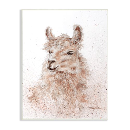 Stupell Industries No Drama Llama Shaggy Hair Animal Abstract Portrait, Designed by Debi Coules Wall Plaque, 10 x 15, Brown