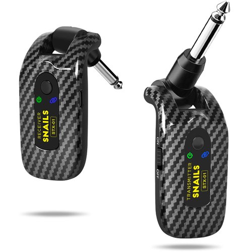 LOTMUSIC 2.4GHZ Wireless Guitar System, Rechargeable Digital Wireless Guitar Transmitter Receiver with 4 Channels and Long Battery Endurance for Electric Guitar Bass