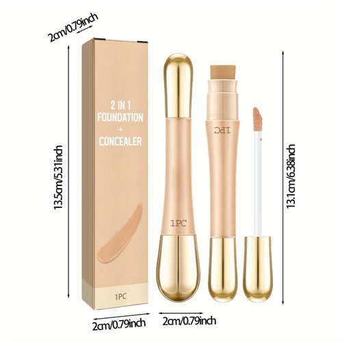 Double Head Concealer,Long-lasting Makeup Holding, Even Skin Tone Invisible Pores Concealer, Liquid Concealer with Brush, Double Built-in Head Concealer, Create A Natural Appearance (2Pcs)