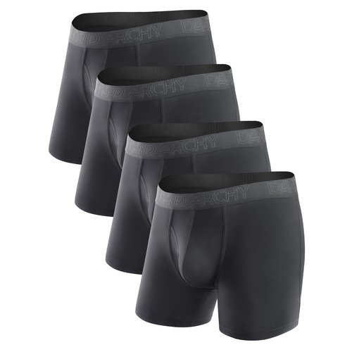DAVID ARCHY Mens Underwear Bamboo Rayon Boxer Briefs Breathable and Soft Moisture-Wicking with Fly Support Pouch Underwear for Men 4 Pack (M, Black - 5.5" in 4 Pack)