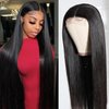 Lace Front Straight Wigs Artificial Hair Pre-Plucked Black Straight Wig Transparent Lace Frontal Wigs for African Black Women Synthetic Lace Front Closure Glueless Straight Wigs 26 inch
