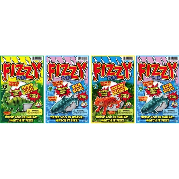 JA-RU Fizzy Egg Animal & Dinosaur Bath Toys (4 Eggs) Like Bath Bombs for Kids w/Surprise Toys for Girls & Boys. Birthday Gift, Easter Presents for Kids, Stocking Stuffers. 5505-4p
