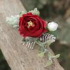 Fangsen Silver Wedding Red Rose Flower Hair Comb Boho Hair Accessory for Bridals