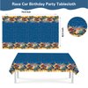 Hot Race Car Party Decorations | Game Birthday Supplies Set with Plastic Table Cover (42.5 x 70.8 inches) & Photography Backdrop (59 x 39 inches) for Kids’ Truck Parties