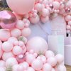 Pink and White Balloons, 12 Inch Pink White Metallic Chrome Pink Confetti Pink Latex Balloons with Ribbon Pink White Party Balloons Set for Girls Baby Shower Birthday Princess Party Decorations