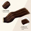 Belaved Tape in Hair Extensions Human Hair 100% Natural Hair Extensions Highlighted PU Tape in Hair Brown with Light Brown Glue on Hair Extensions 50 Grams 20 Pcs 14inch