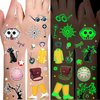 64 PCS Glow Carrtoon Temporary Tattoos, 4 Sheets Luminous Halloween Temporary Tattoos, Birthday Party Decorations Party Favors for Kids Party Supplies