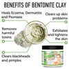 Indian Healing Clay/Natural Bentonite Clay/Detoxifying Wyoming Clay/Deep Pore Cleansing Mask, Face Skin Care, Acne Remover/With Bowl and Spatula