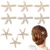 9pcs Starfish Hair Clip, Elegant Pearl Star Hair Clip Sea Star Hair Clips Rhinestone Hairpin Barrette Seashell Hair Accessories for Women Girls (3 Styles)