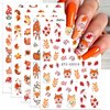 Fall Nail Art Stickers Autumn Leaf Nail Decals 5PCS Self-Adhesive 3D Fall Stickers for Nails Fox Maple Leaf Pumpkins Nail Art Design Supplies Cute Nail Sticker Nail Art for Women Nail Art Decorations
