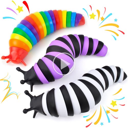 IFiwin 3PC Fidget Slug, Sensory Slug Fidget Toys for Autistic Kids Adults, Autism Sensory Toys, Stress Toys, Toddler Toys, Birthday Gifts for Girls Boys Aged 3+, Stress Relief Fidget Toy