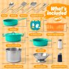 Veitch fairytales Kids Play Kitchen Toy Accessories Set Toddler Cooking Playset Colorful Stainless Steel Pots and Pans Birthday Gifts for 3+ Girls Boys (Green)