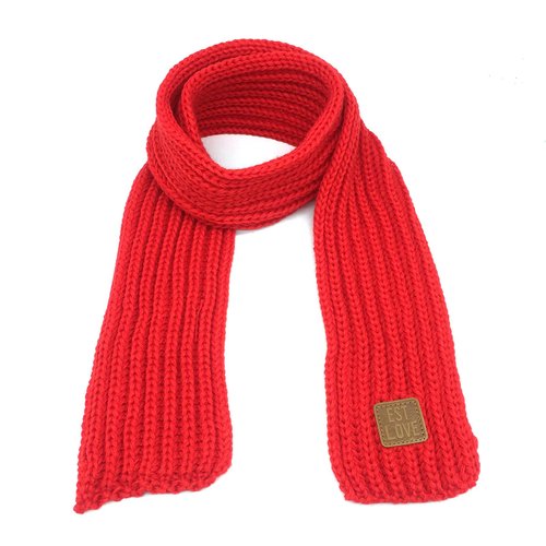 BEARUN Kids Knit Scarf Winter Fashion Solid Color Toddler Baby Scarves Wrap Neck Warmer Red