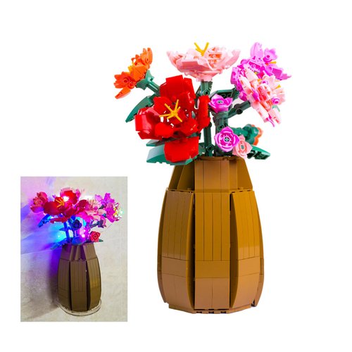 Building Block Set Flowers, Peony Bouquet Bonsai Kit Garden Botanical Collection Toys Set for Adults Kids Home Office Decorations New (550 Pieces)