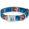 Buckle-Down Seatbelt Buckle Dog Collar - Anna & Elsa Poses/Castle & Mountains Blues - 1" Wide - Fits 11-17" Neck - Medium