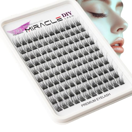 PARK SEONG HEE MIRACLE LASH DIY False Eyelashes, Lash Clusters, Lengthening Wisps 9mm-16mm Contact Lens Friendly, Easy to Apply, Reusable Strip Lashes (E5-280, 12mm) Thickness 0.03mm Lash Clusters