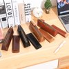 WONDERPOOL Leather 1pc Pencil Case & 1pc Fountain Pen Holder - Portable Compact Drawing Marker Pen Stationery Pouches for Office Travel Home Organizer (Coffee)