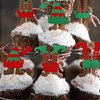 Rsstarxi 24 Pack Christmas Elf Cupcake Toppers Glitter Merry Christmas Santa Hat Elf Legs Cupcake Picks for Merry Christmas Theme New Year Holiday Baby Shower Kids Birthday Party Cake Decorations